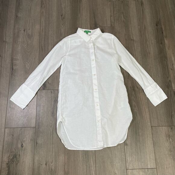 J Crew Classic Fit Linen Cotton Long Sleeve Button Up Beach Shirt US Women's XS - Picture 2 of 6